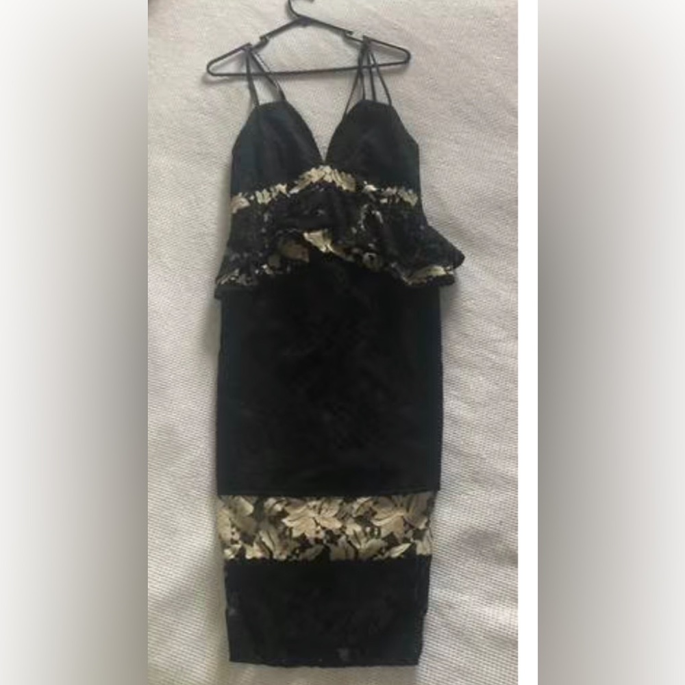 Talulah analog peplum lace body on dress black ivory cocktail Xl 12 analog - Picture 3 of 4